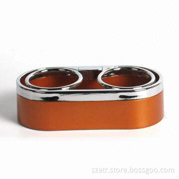 Car Drink Holder with Chrome and Wooden Design, Available in Various Logos